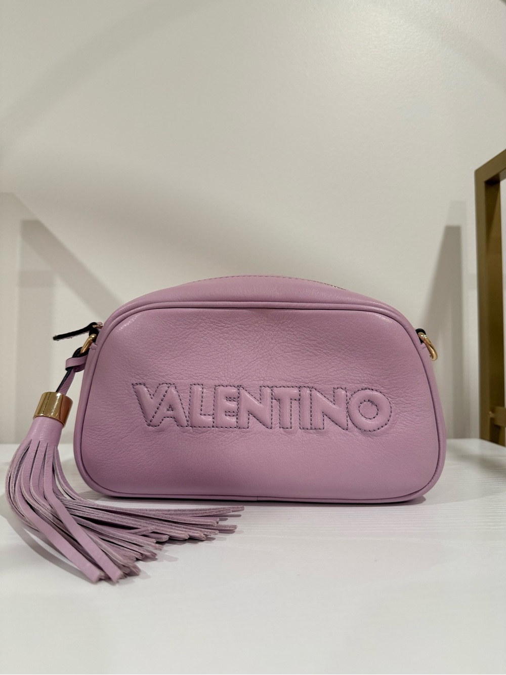 Valentino By Mario Valentino Lilac Leather Crossbody with Tassel Accent